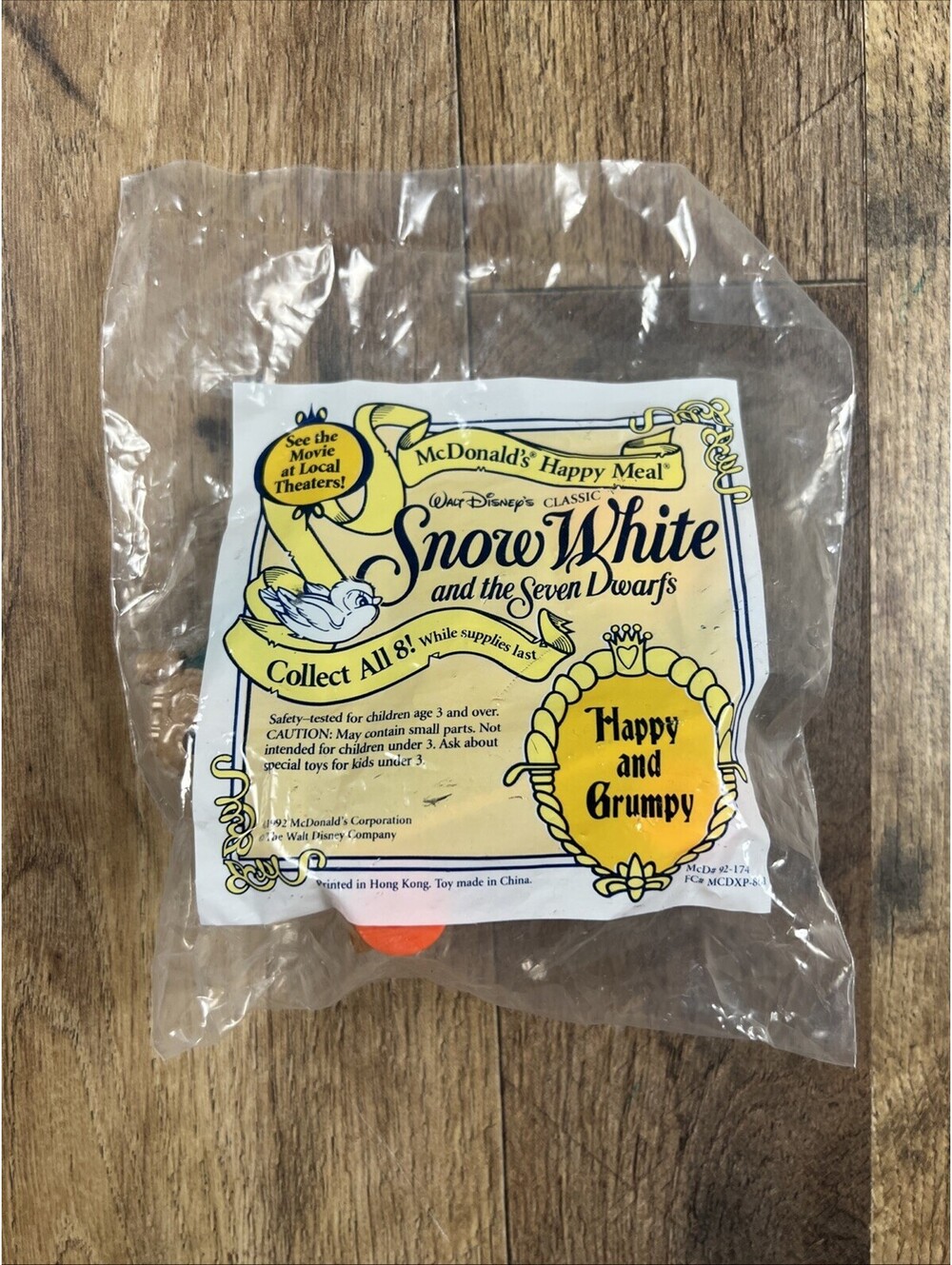 90s Disney Snow White 7 Dwarfs Happy Grumpy McDonalds Happy Meal Toy New Plastic